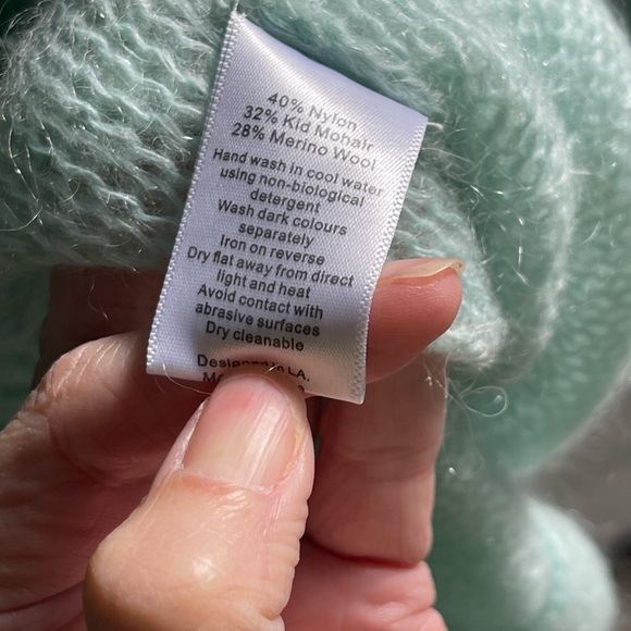 ST. ROCHE Mint Pastel Open Knit 'Whisper' Cardigan {$345} Mohair Cable Stitch Sm - Picture 8 of 9